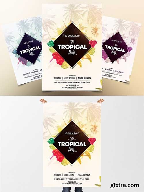 CreativeMarket - Tropical Party - PSD Flyer Template 2389737