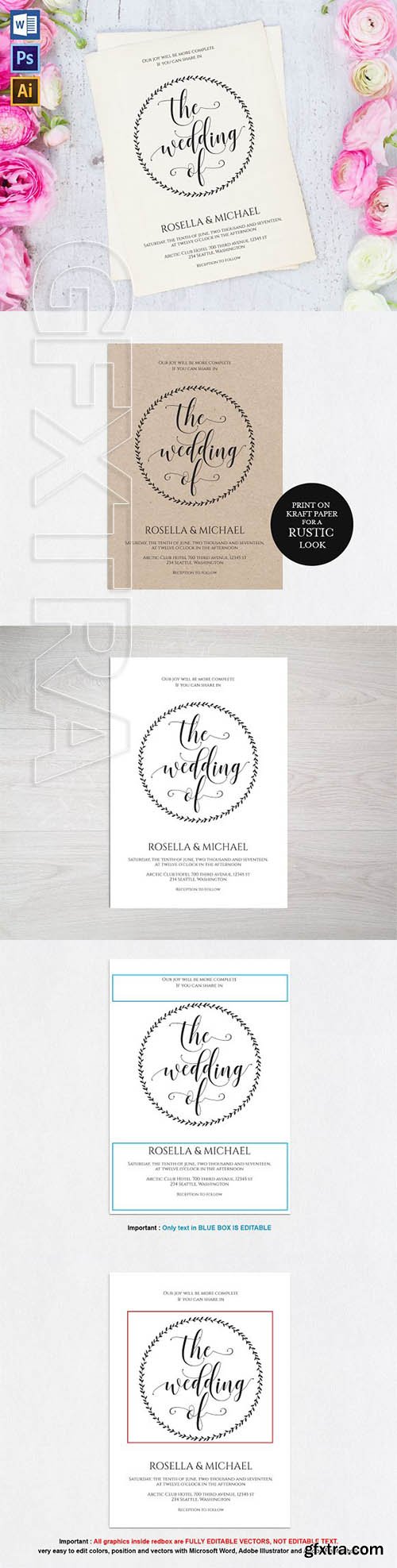 CreativeMarket - Wedding Invitation Template WPC438 2368730