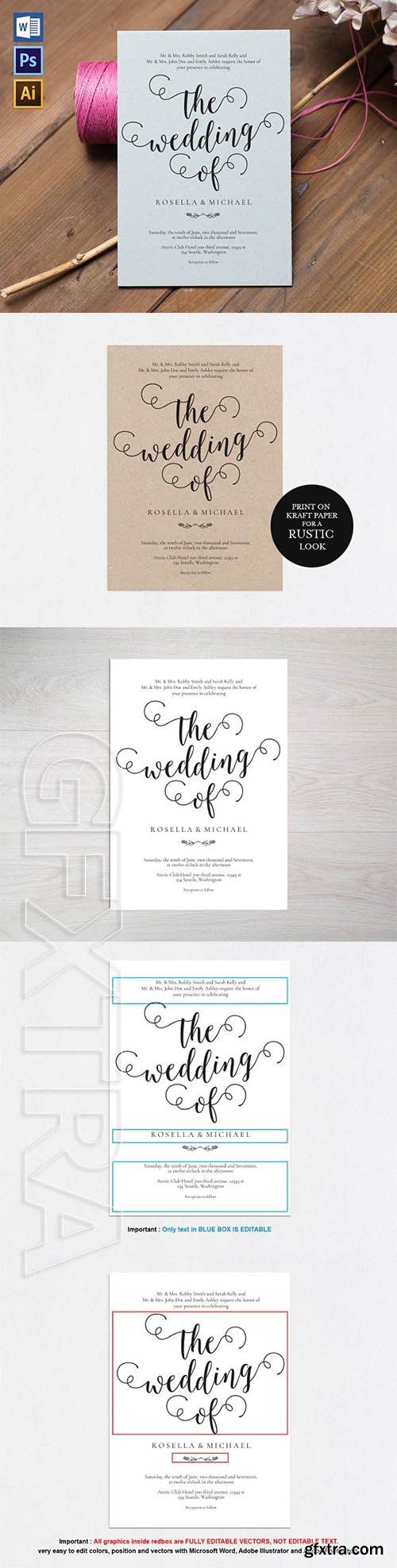 CreativeMarket - Wedding Invitation Template WPC440 2368743