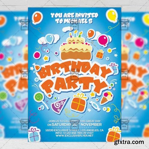 Kids Birthday – Invitation Card A5 PSD Template