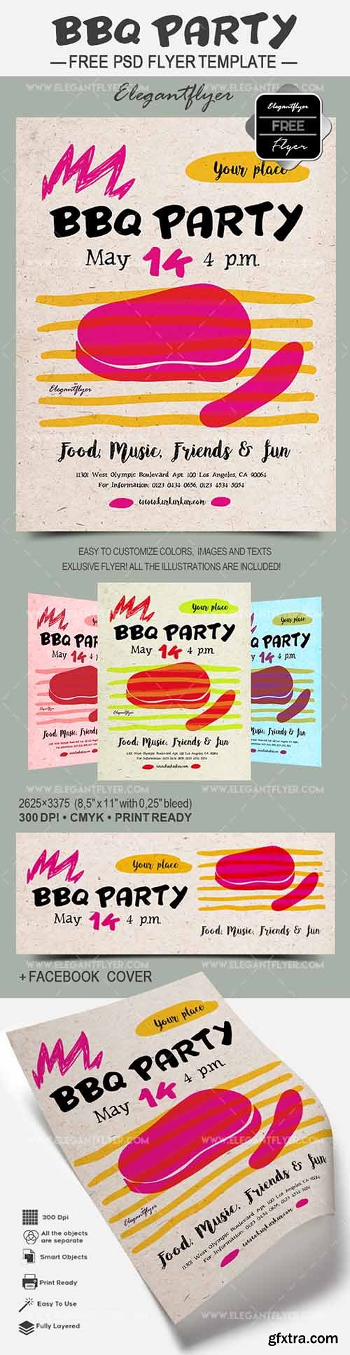 BBQ Party – Free Flyer PSD Template + Facebook Cover
