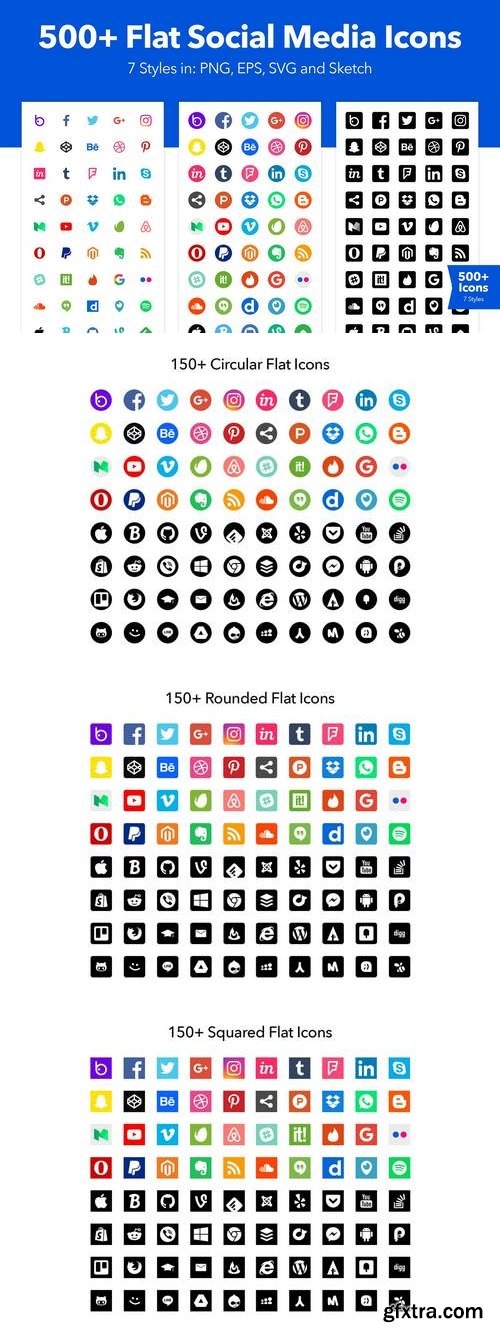 500+ Social Media Icons for Sketch