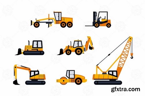 Construction Vehicles - vector flat design icons