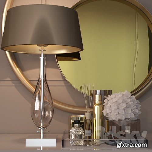 Decorative set in gold for the dressing table