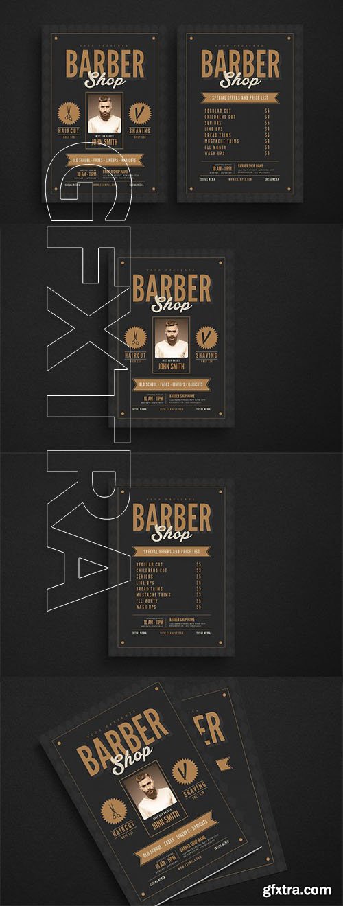 CreativeMarket - Hipster Barbershop Flyer 2389181
