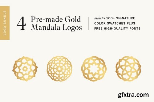 CM - 4 Premade Gold Mandala Logos 2373369