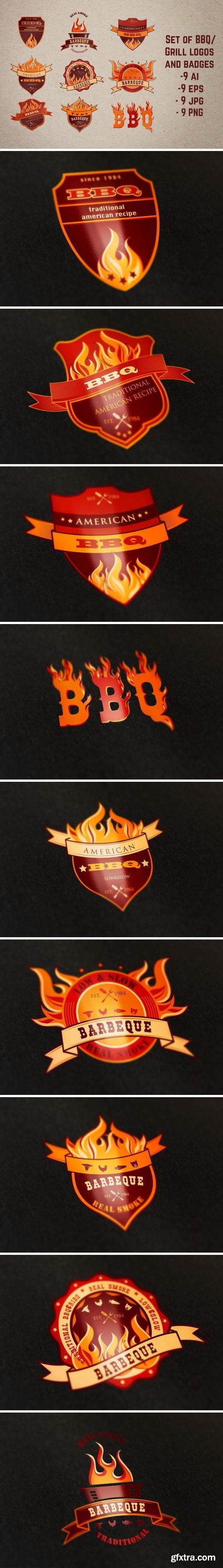 CM - Set o9 BBQ Grill Steak House logos 1550508