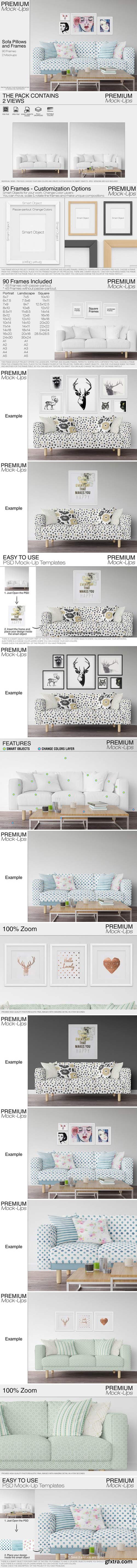 CM - Sofa, Pillows & Frames Mockup Pack 2347259