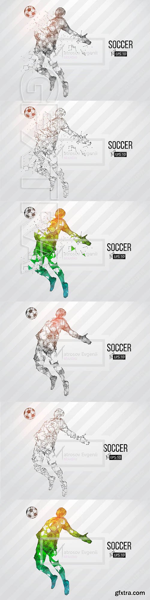 CreativeMarket - Silhouette of a soccer player Set 2418967