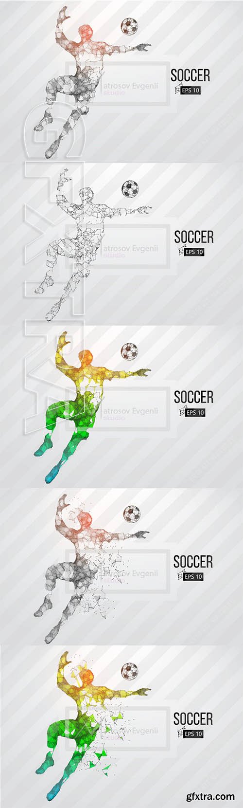 CreativeMarket - Silhouette of a soccer player Set 2418975