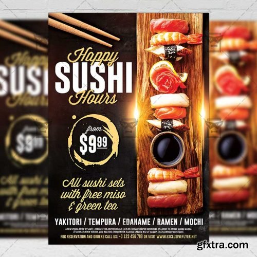 Sushi Happy Hours – Food A5 Flyer Template