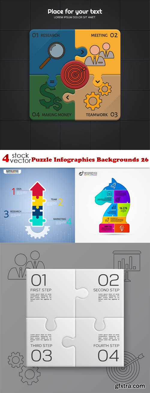 Vectors - Puzzle Infographics Backgrounds 26