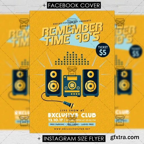 Remember Time 90’s – Retro A5 Flyer Template
