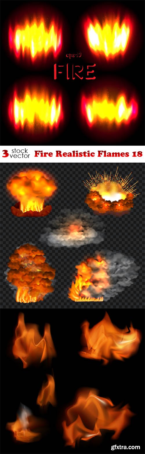Vectors - Fire Realistic Flames 18
