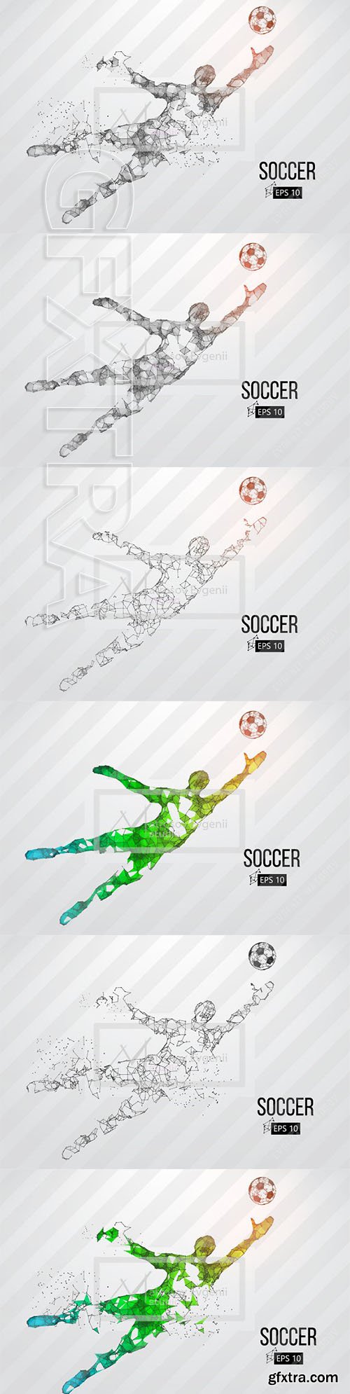 CreativeMarket - Silhouette of a soccer player Set 2418980