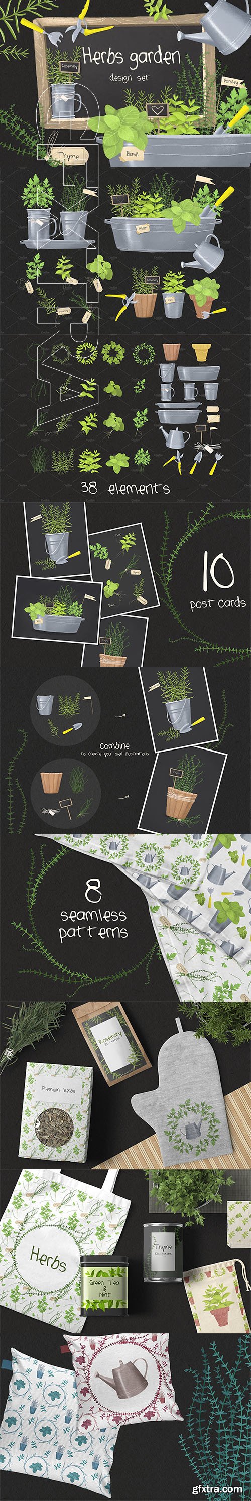 CreativeMarket - Herbs Garden Design Set 2418195
