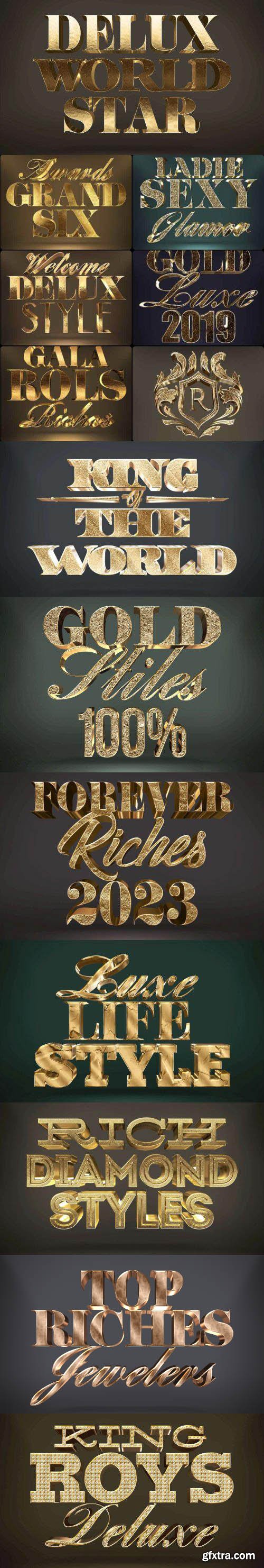 Golden 3D Text Styles for Photoshop