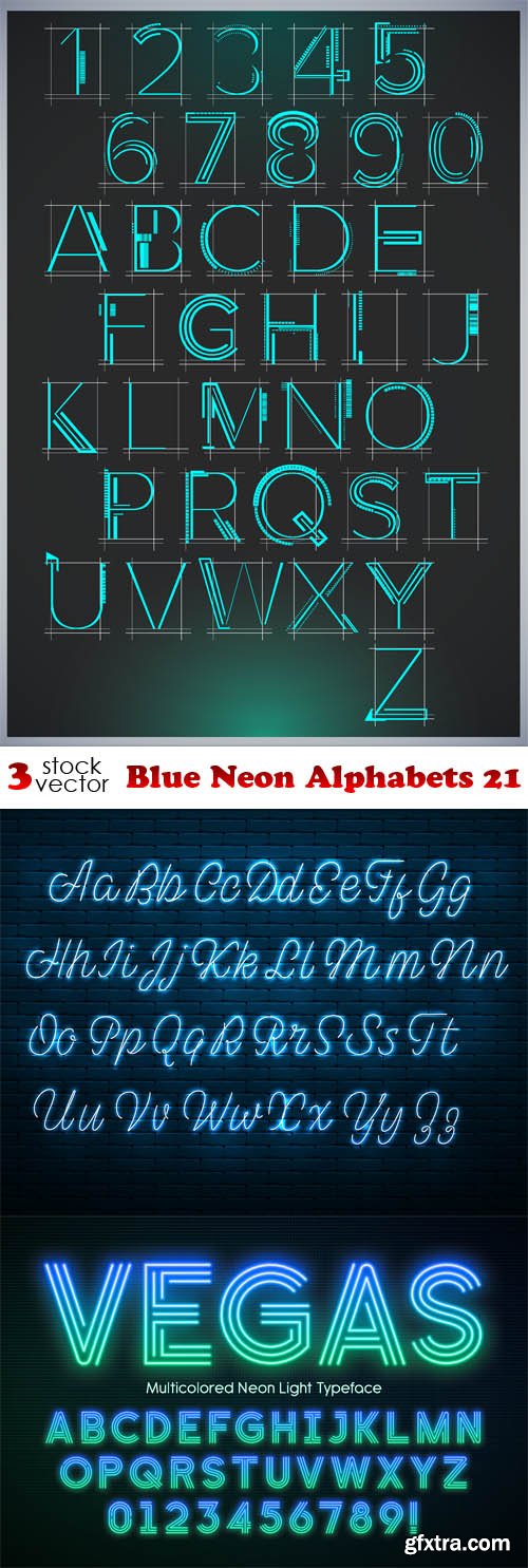 Vectors - Blue Neon Alphabets 21