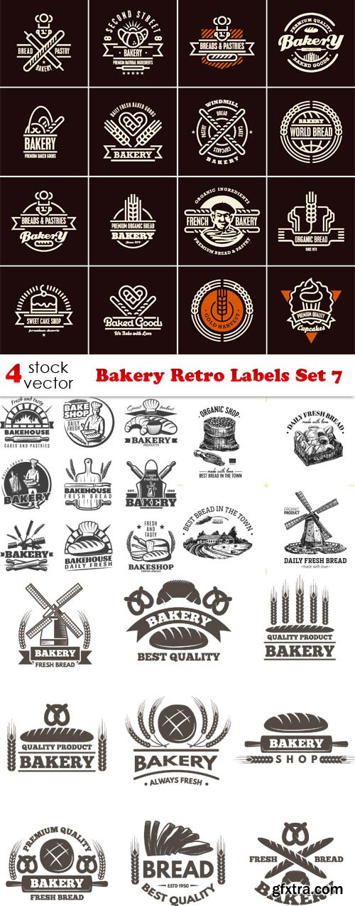 Vectors - Bakery Retro Labels Set 7