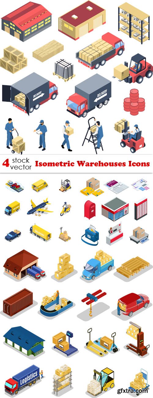 Vectors - Isometric Warehouses Icons