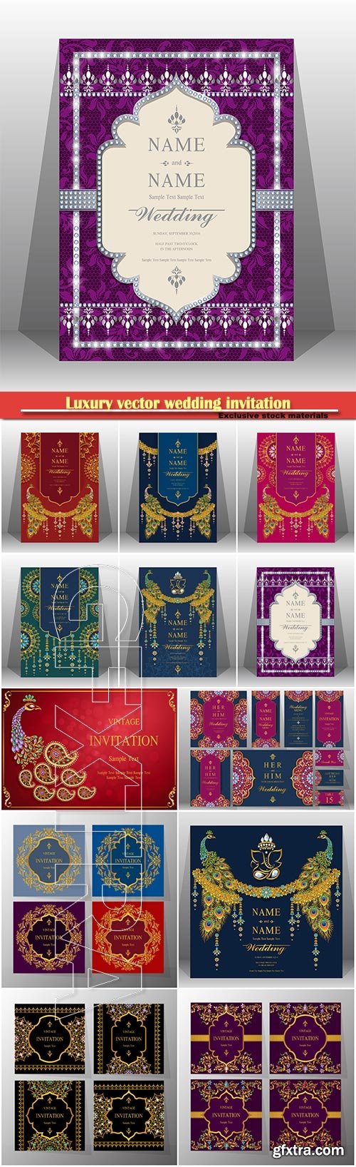 Luxury vector wedding invitation in oriental style