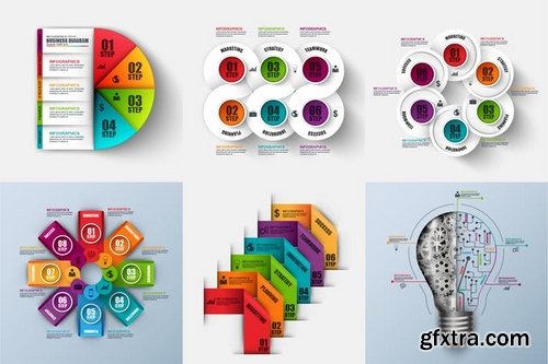 Set of abstract 3d business infographics vector