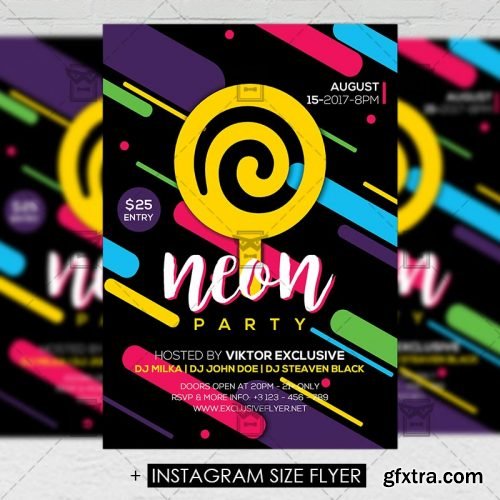 Neon Party – Premium A5 Flyer Template