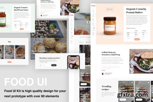 Food & Recipe UI kit with over 80 elements