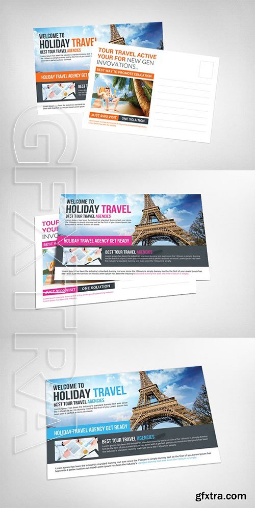 CreativeMarket - Travel Tours Postcard Templates 2443437