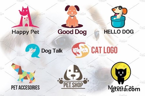 CM - 8 Cute Dog Cat Pets Logo Symbol 2455148