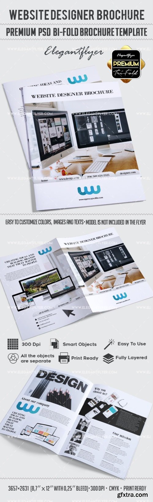 Website Designer – Bi-Fold Brochure PSD Template