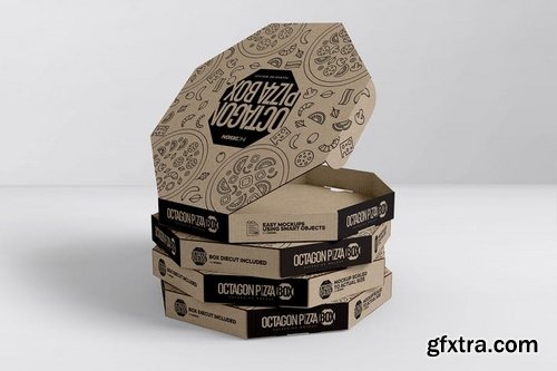 Packaging Mockup Octagon Pizza Box