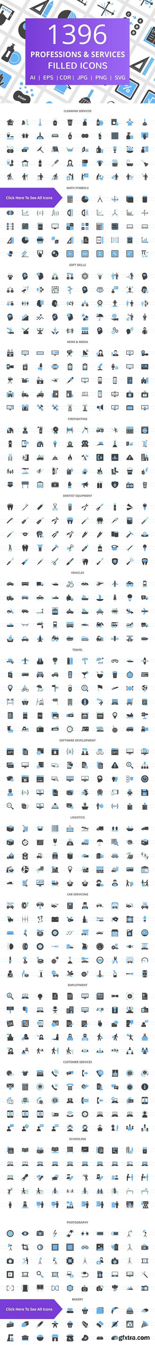 CM - 1396 Professions Filled Icons 2402844