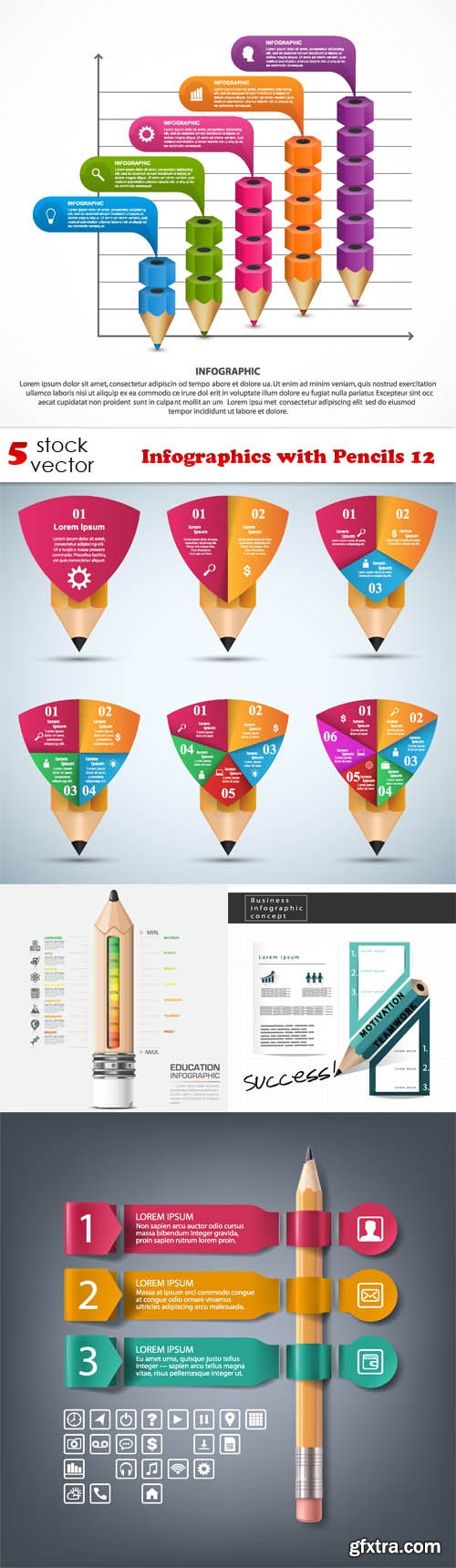 Vectors - Infographics with Pencils 12