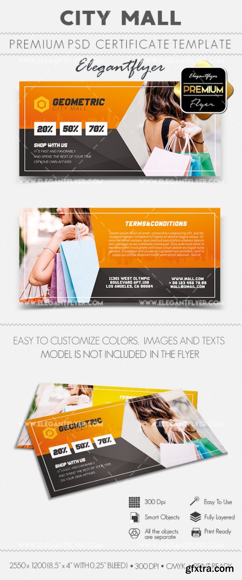 City Mall V1 2018 Gift Certificate PSD Template