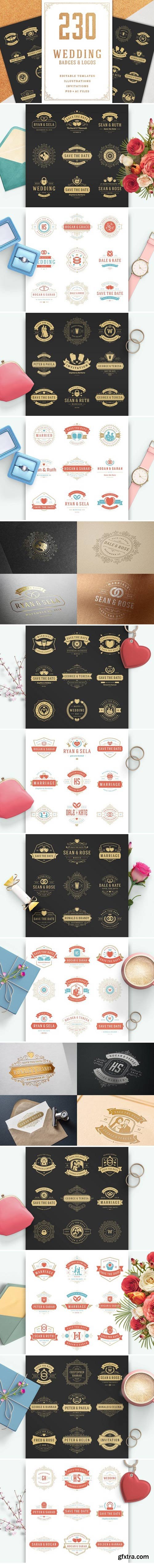 CM - 230 Wedding Logos and Badges Bundle 2402090