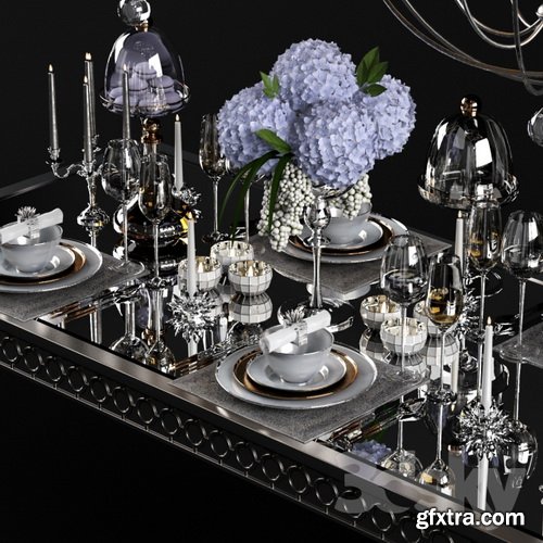 3dsky - Sophie Mirrored Dining Table Set