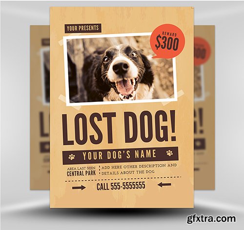 Lost Dog Flyer Template 1