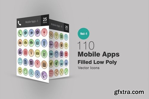 Energy Medical Mobile Apps Communication Academics Filled Low Poly Icons