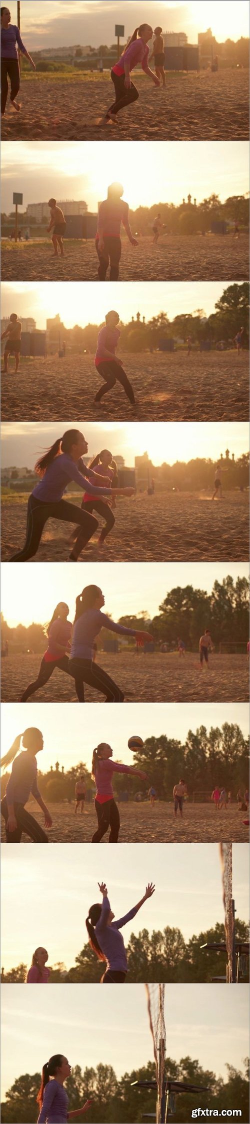 Girls Playing Volleyball