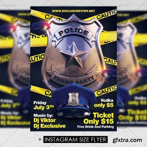 Police Theme Party – Premium A5 Flyer Template