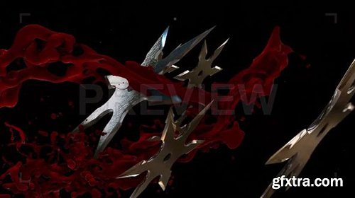 Shuriken And Blood Trails Background - Motion Graphics 78845