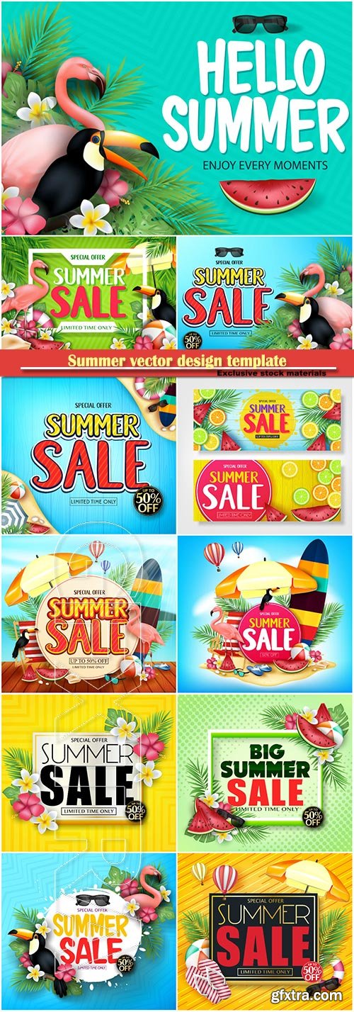 Summer vector design template, sale background # 4