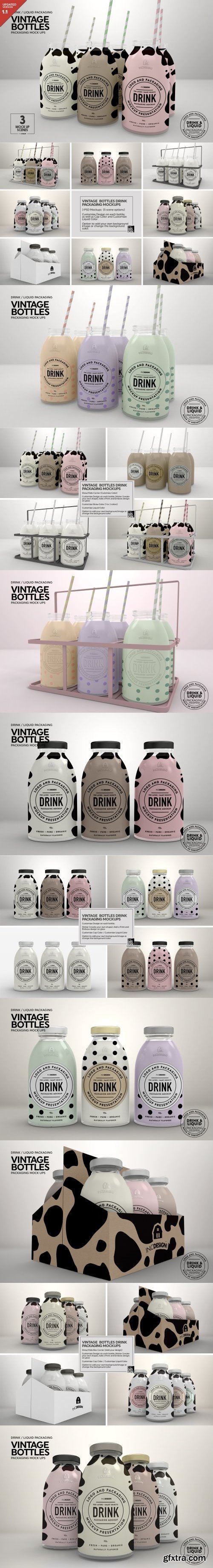CM - Vintage Bottles Packaging Mockups 908479