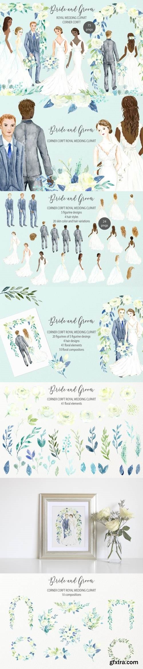 Bride and Groom Royal Wedding Clipart