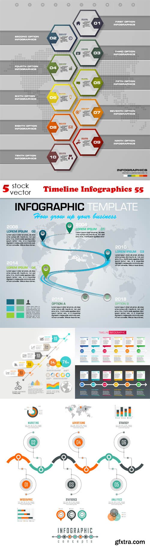 Vectors - Timeline Infographics 55