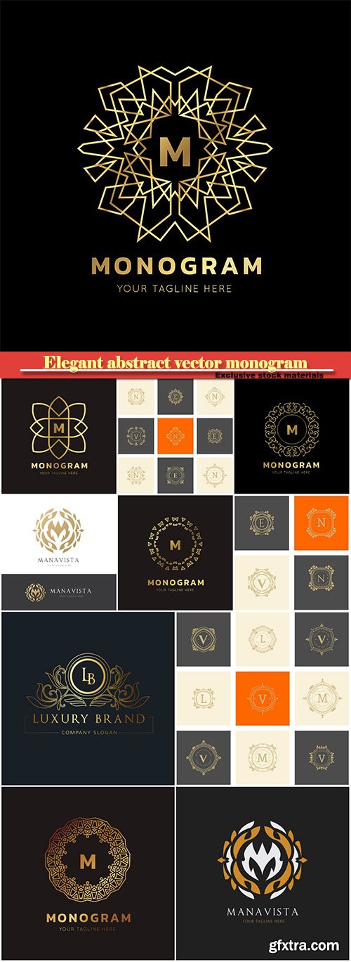 Elegant abstract vector monogram, logo design template