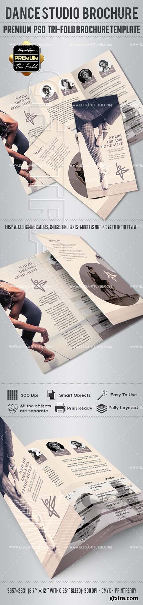 Dance Studio – Tri-Fold Brochure PSD Template