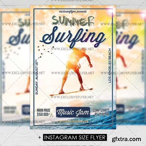 Summer Surfing Competition – Premium A5 Flyer Template
