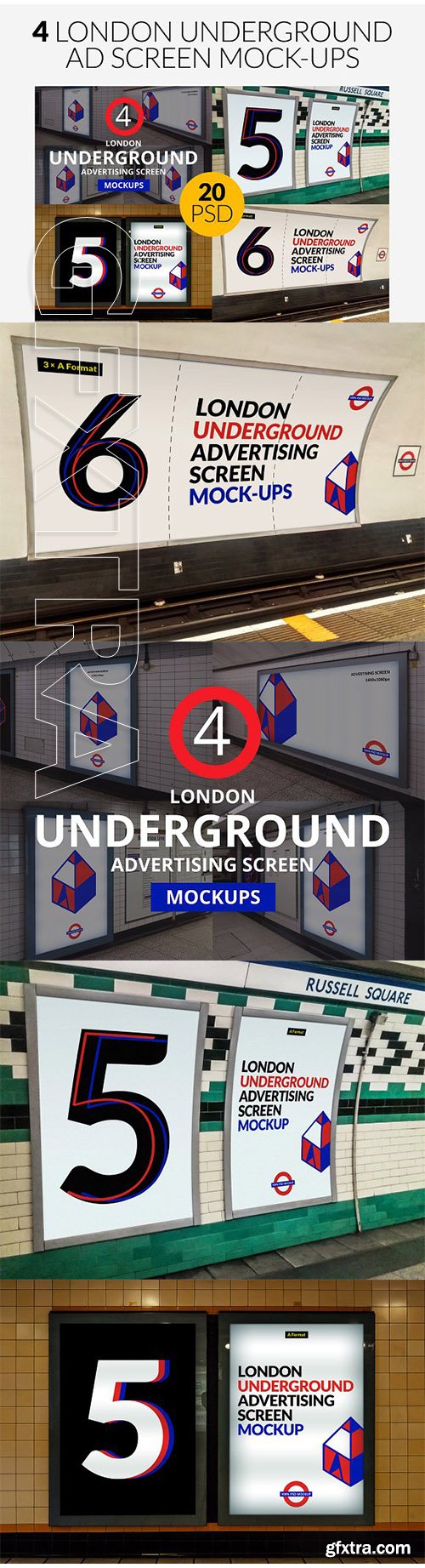 CreativeMarket - 4 London Underground Mock-Ups Bundle 2532376